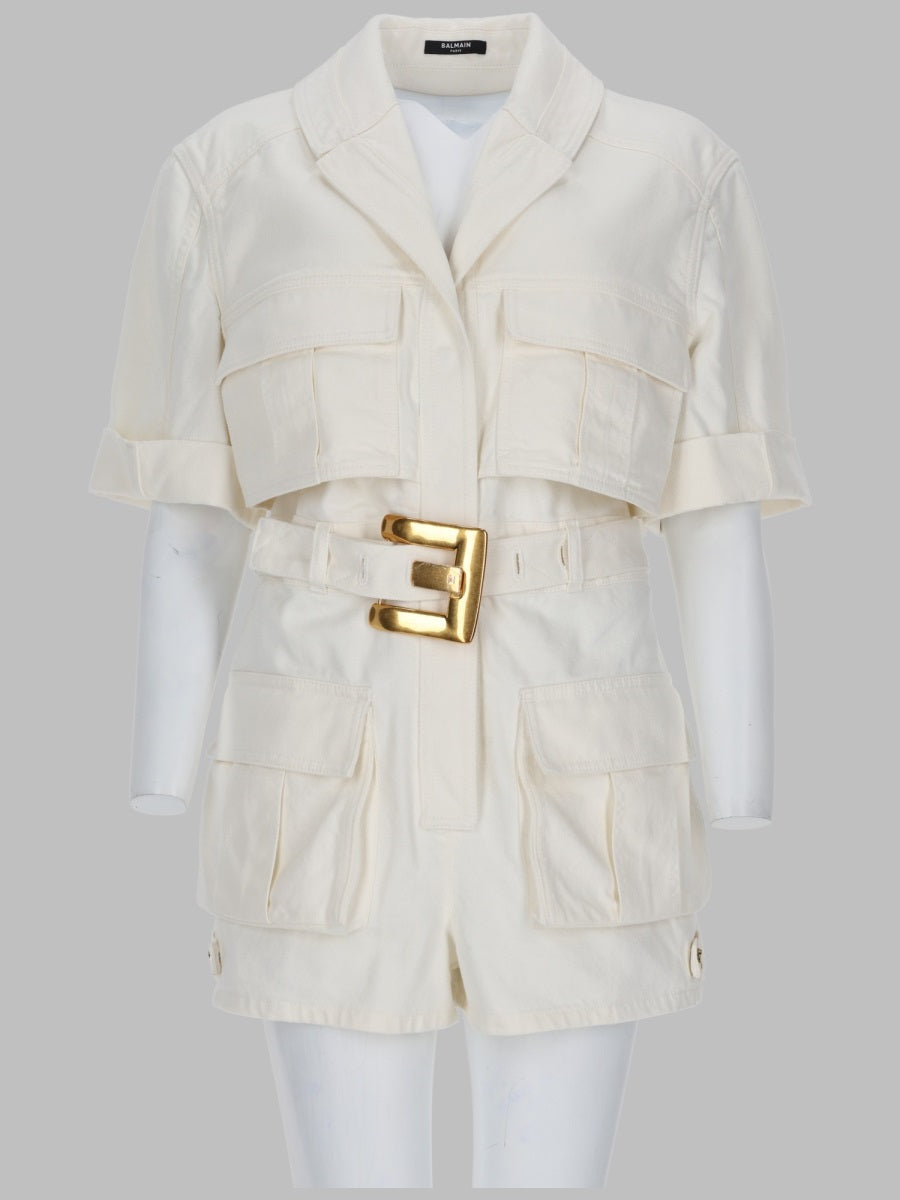 Balmain Women Jumpsuit Con Cintura In Denim BALMAIN