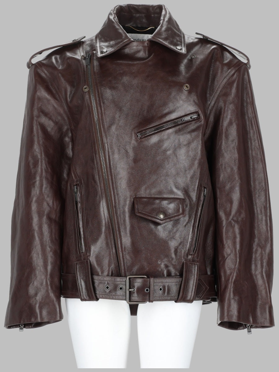 Saint Laurent Women Giacca Biker In Pelle Liscia SAINT LAURENT