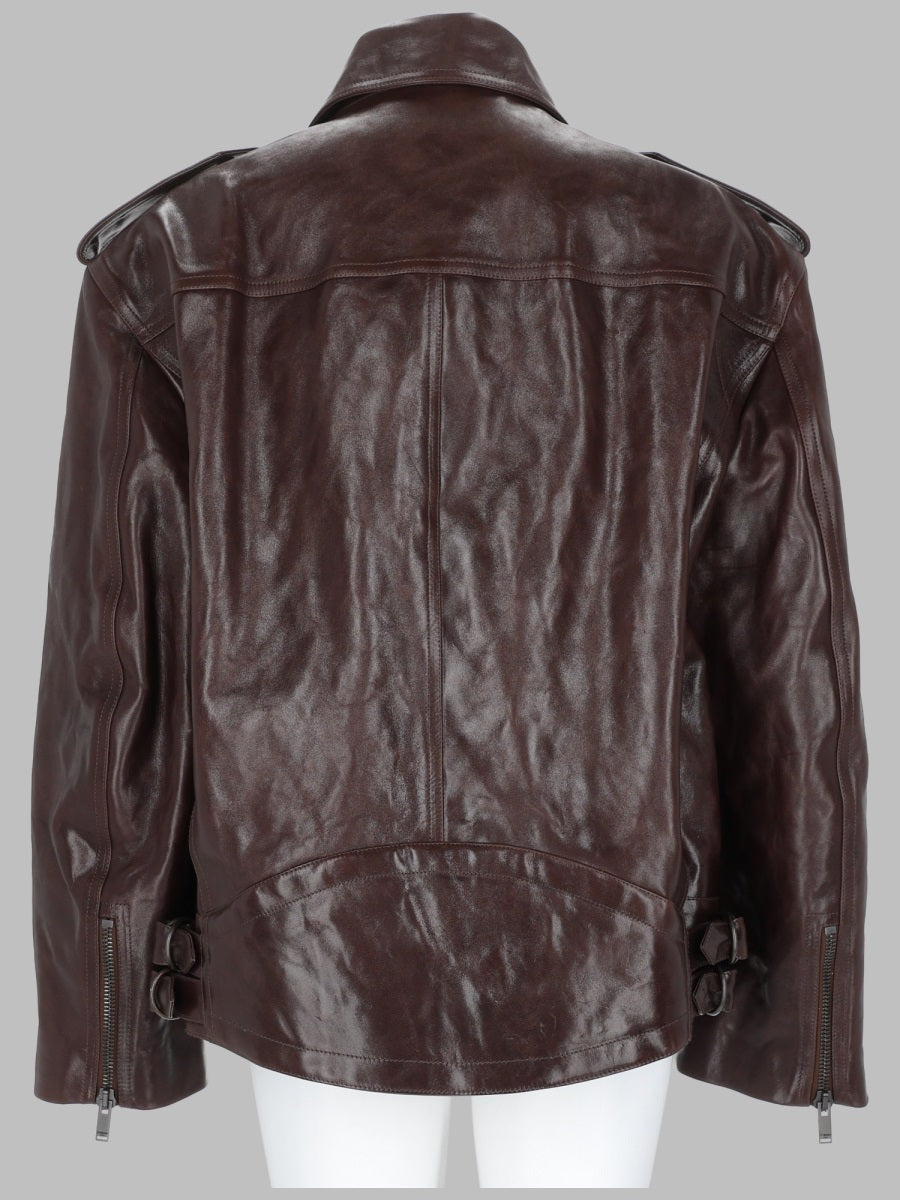 Saint Laurent Women Giacca Biker In Pelle Liscia SAINT LAURENT