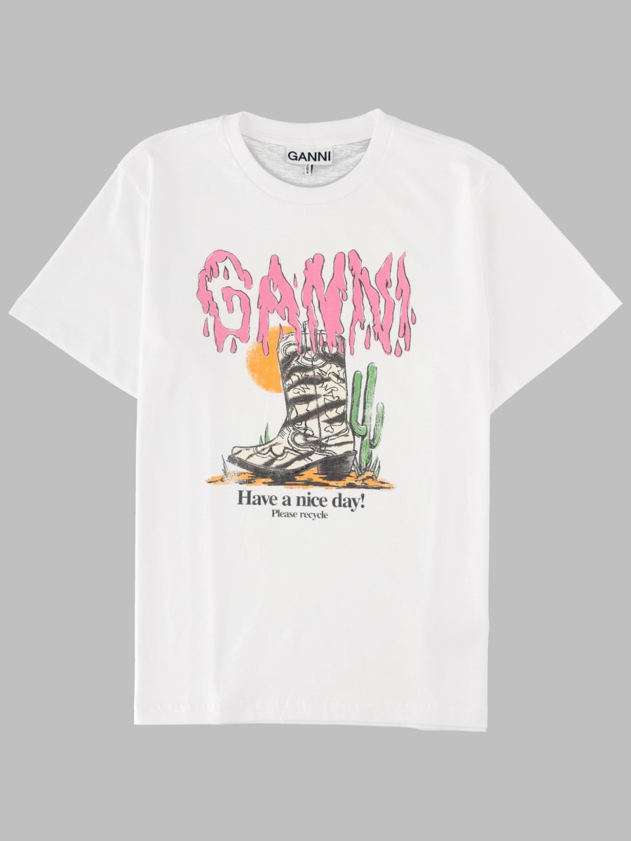 Ganni Women T-Shirt "Western Zebra Boot" GANNI