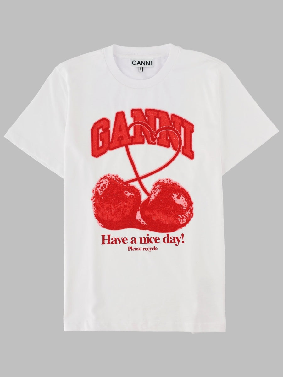 Ganni Women T-Shirt Con Stampa Ciliegia GANNI