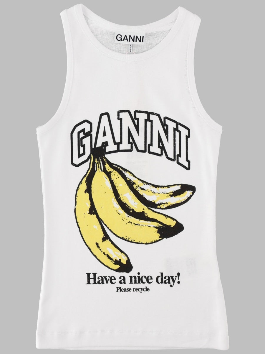 Ganni Women Tank Top Con Stampa Banana GANNI