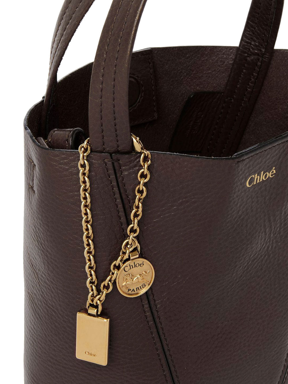 Small Chloé Spin Tote Bag In Grained Leather Women CHLOE