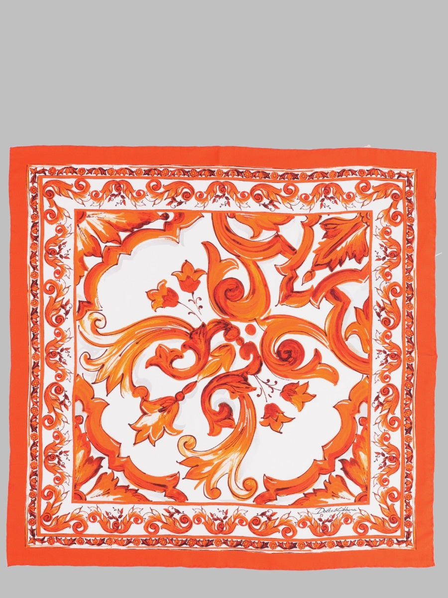 Dolce & Gabbana Women Foulard In Twill Di Seta Stampa Maiolica DOLCE & GABBANA