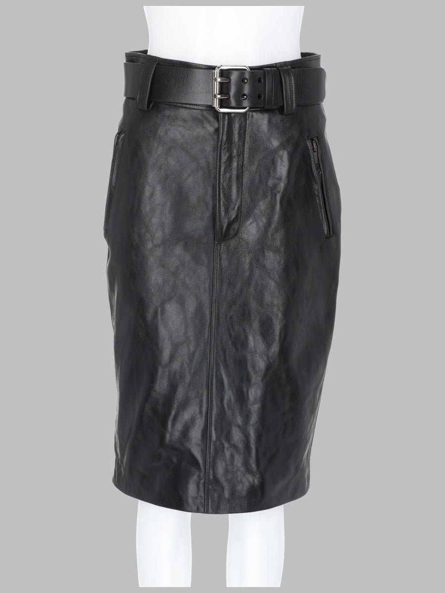 Saint Laurent Women Gonna A Matita Con Cintura In Pelle Martellata SAINT LAURENT
