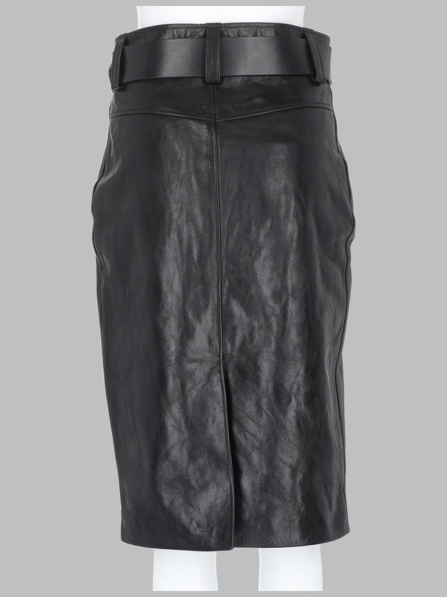 Saint Laurent Women Gonna A Matita Con Cintura In Pelle Martellata SAINT LAURENT