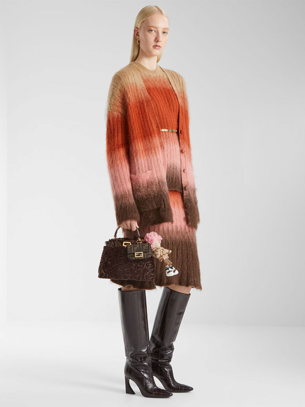 Fendi Women Gradient Mohair And Wool Oversized Cardigan FENDI