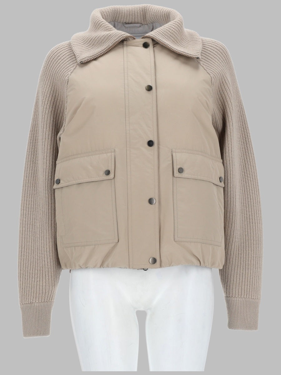 Brunello Cucinelli Women Piumino In Taffetà Di Cotone Techno E Maglia Di Lana Vergine, Cashmere E Seta BRUNELLO CUCINELLI