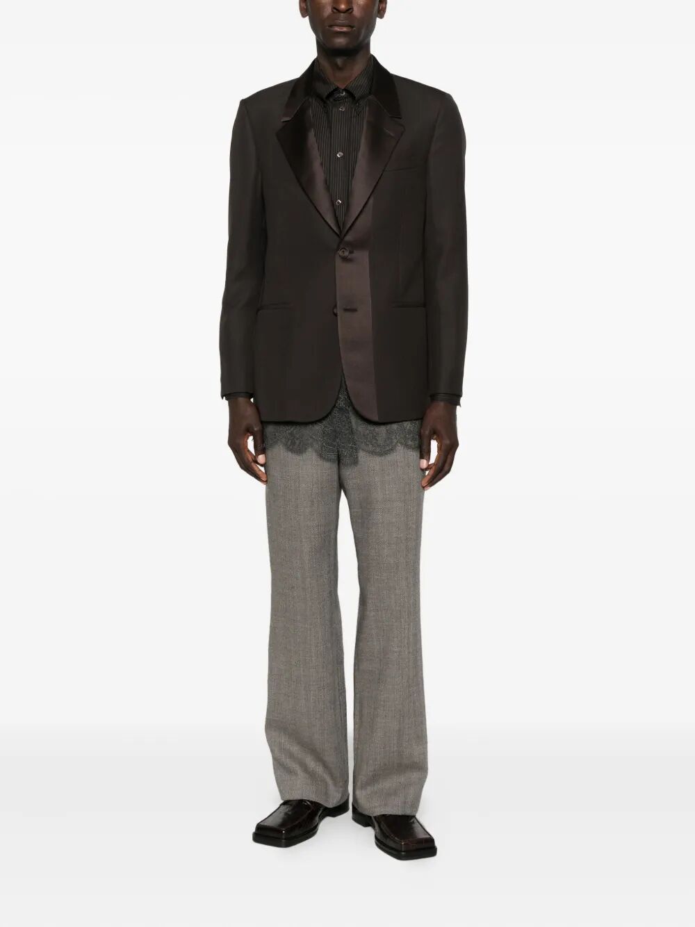 Fendi Men Single-Breasted Wool Crêpe Tailored Blazer FENDI