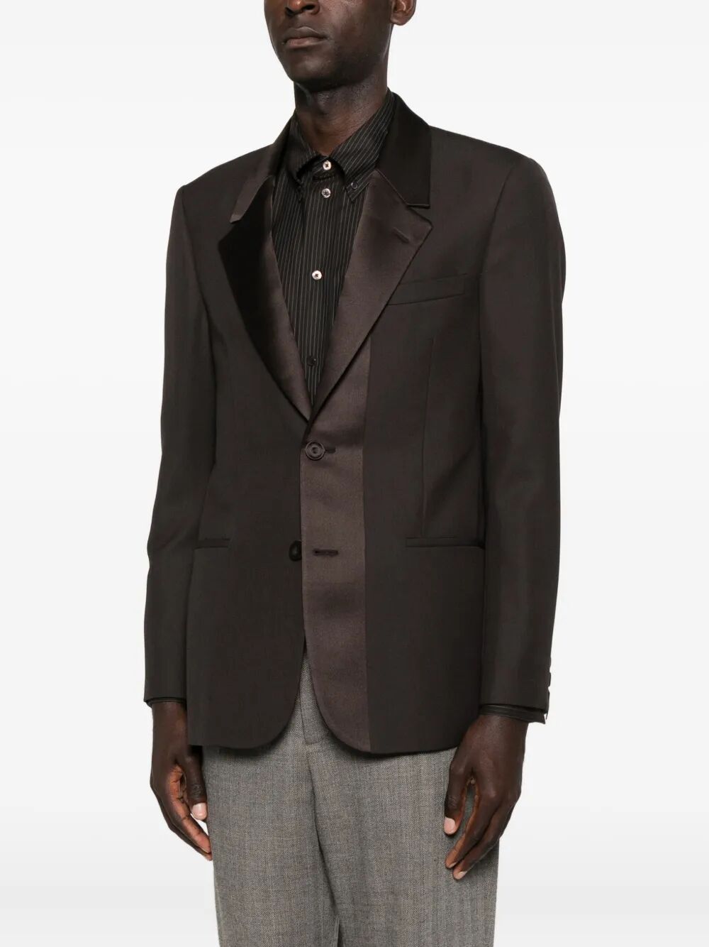 Fendi Men Single-Breasted Wool Crêpe Tailored Blazer FENDI
