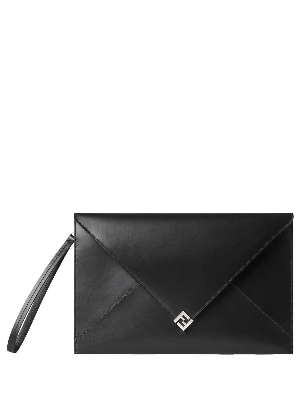 Fendi Men Large Ff Squared Leather Flat Pouch FENDI