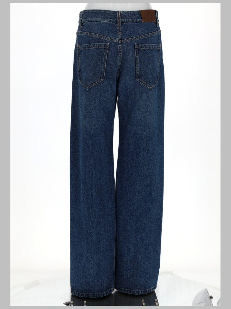 Brunello Cucinelli Women Pantalone "Contemporary Loose" In Denim Authentic Con Monile BRUNELLO CUCINELLI