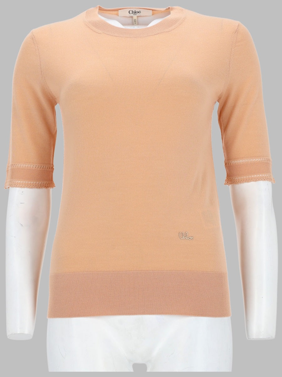 Chloé Women Pullover A Maniche Corte In Maglia Di Lana CHLOE