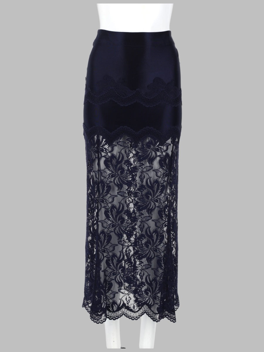 Rabanne Women Gonna Midi In Pizzo E Jersey PACO RABANNE