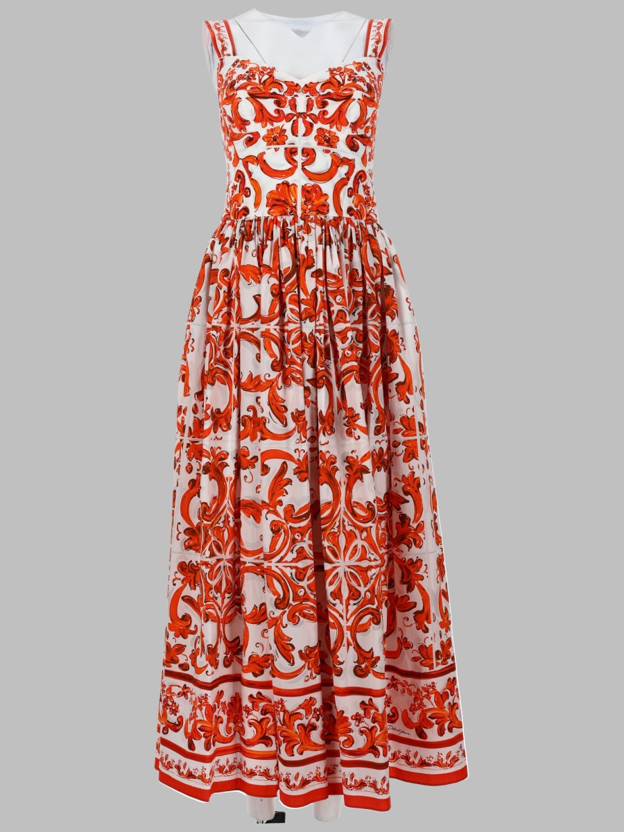 Dolce & Gabbana Women Abito Lungo In Popeline Con Stampa DOLCE & GABBANA