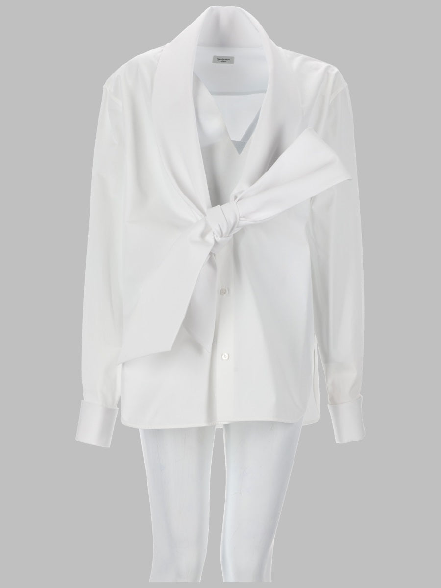 Saint Laurent Women Camicia Con Collo Lavallière In Popeline SAINT LAURENT