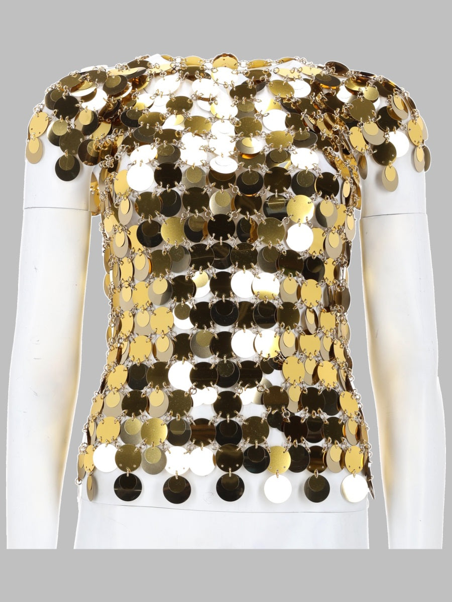 Rabanne Women Top "The Gold Sparkle Disc" PACO RABANNE