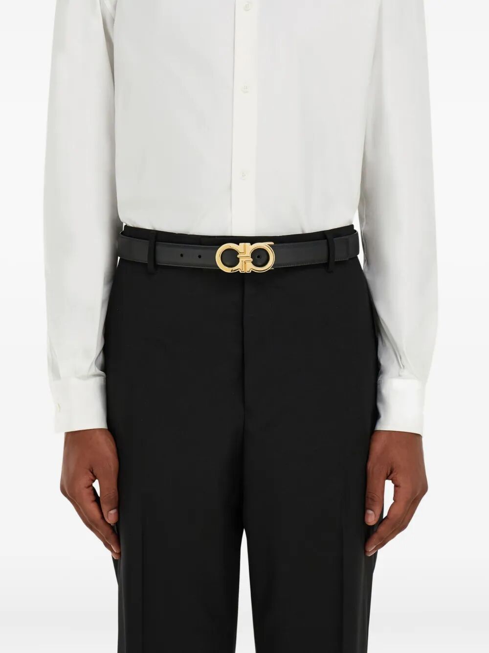 Ferragamo Men Grained Leather Reversible Gancini Belt FERRAGAMO