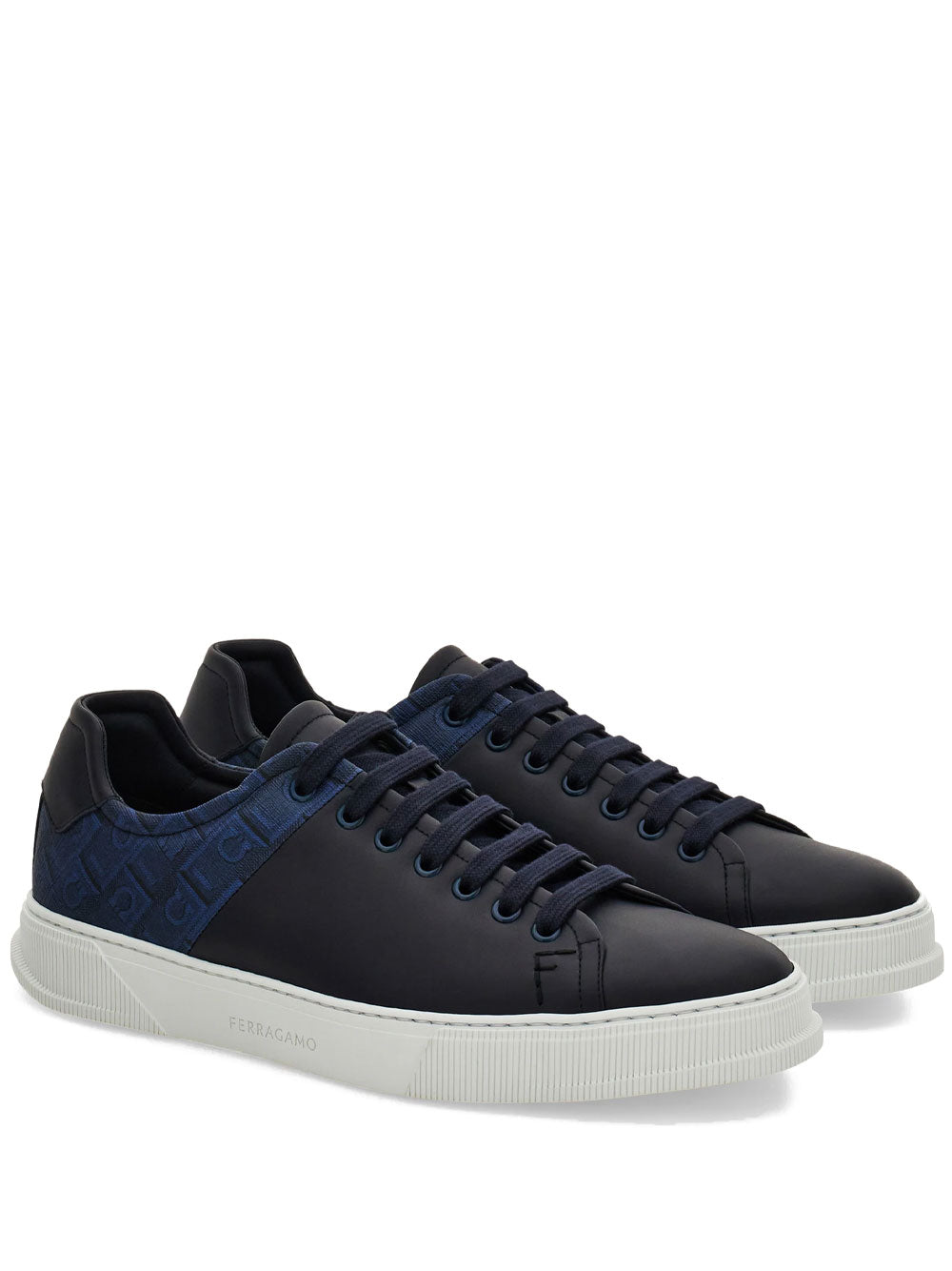 Ferragamo Men Clayton Monogram Jacquard Leather Sneakers FERRAGAMO
