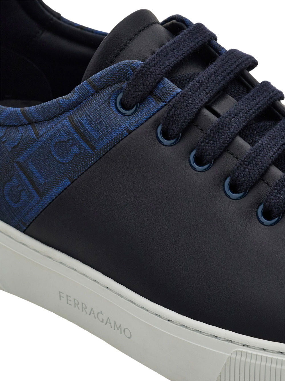 Ferragamo Men Clayton Monogram Jacquard Leather Sneakers FERRAGAMO