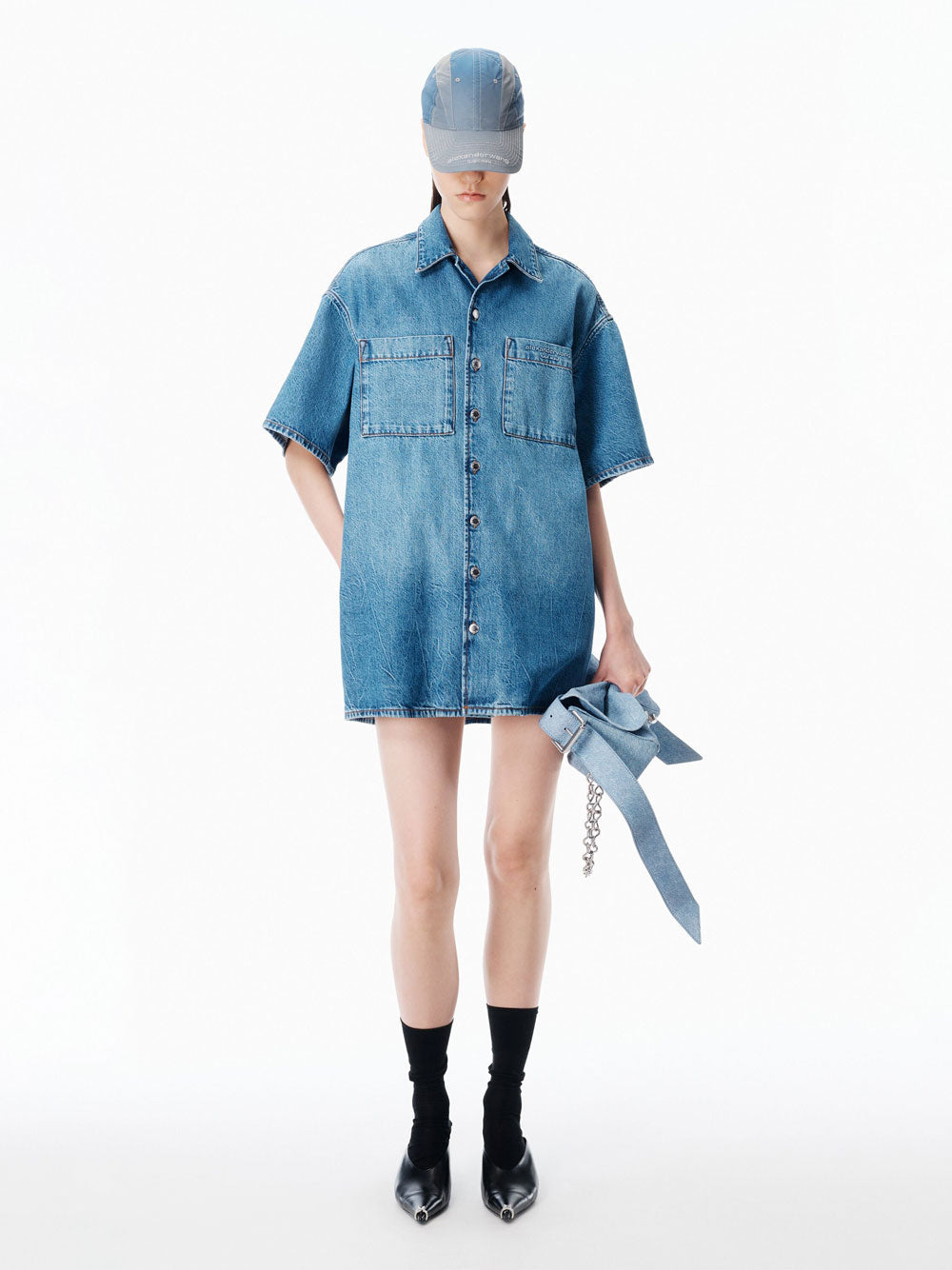 Alexander Wang Women Boxy Denim Shirt Dress ALEXANDER WANG