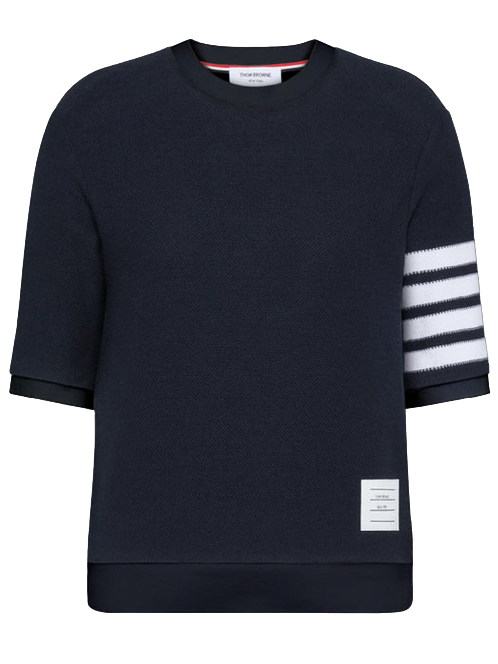Thom Browne Women Textured Cotton Piqué 4-Bar T-Shirt THOM BROWNE