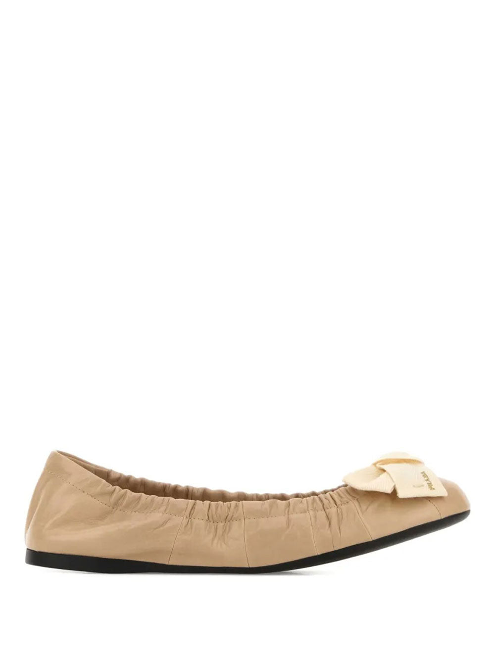 Prada Women Bow-Detail Gathered Leather Ballerinas PRADA