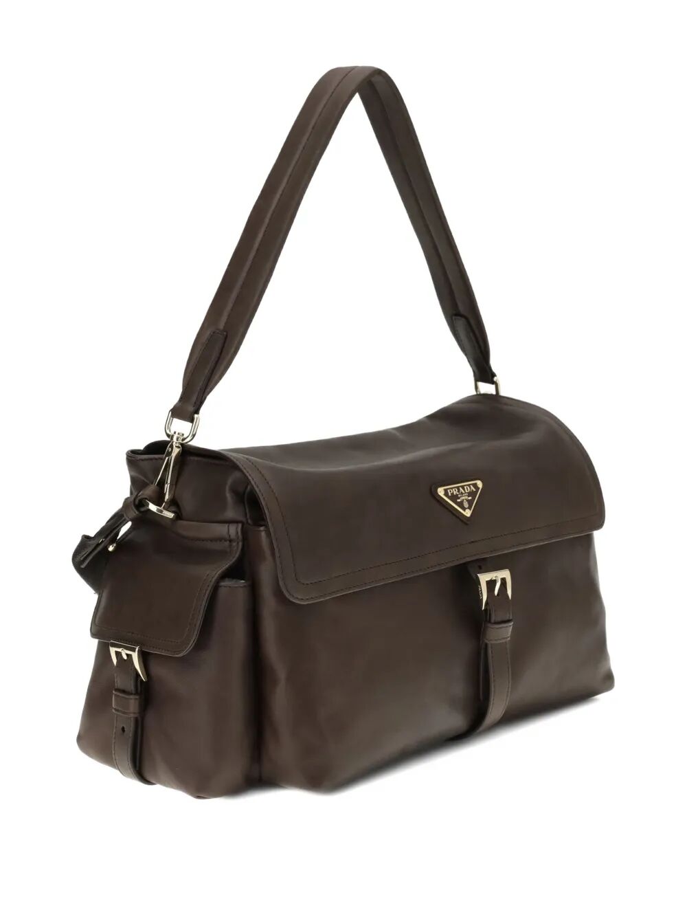 Prada Women Prada Explore Large Vintage Look-Treated Leather Shoulder Bag With Flap PRADA