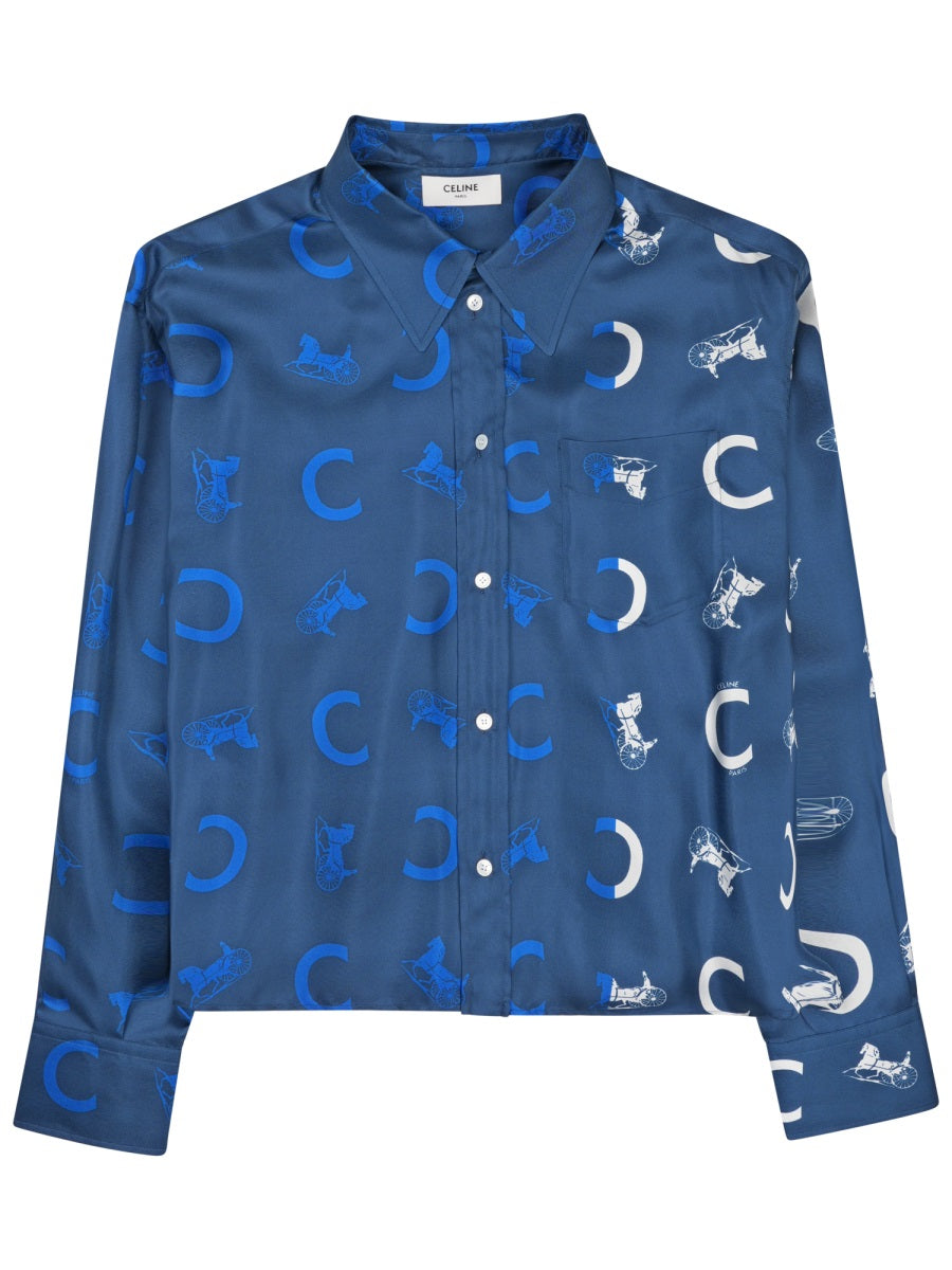 Celine Women Camicia Corta In Twill Di Seta CELINE