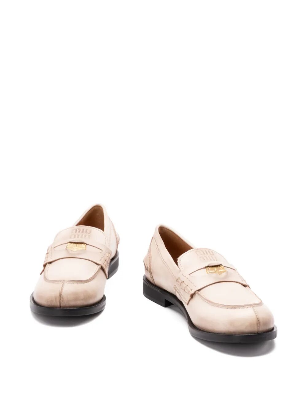 Miu Miu Women Vintage-Effect Leather Penny Loafers MIU MIU