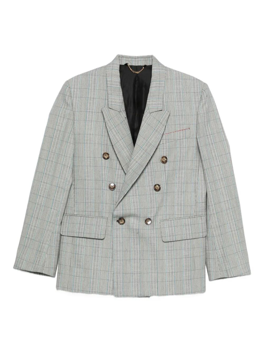 Victoria Beckham Women Check Wool Double-Breasted Tailored Jacket VICTORIA BECKHAM