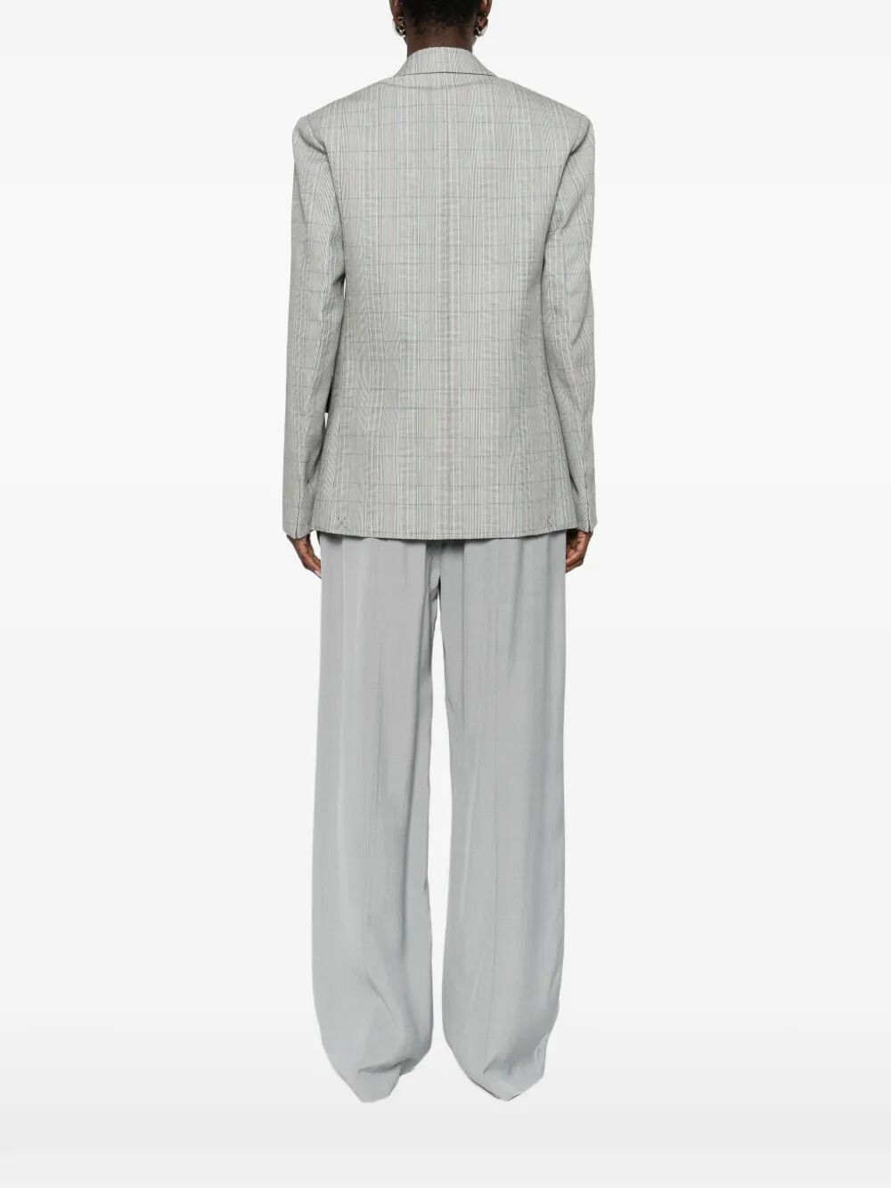 Victoria Beckham Women Check Wool Double-Breasted Tailored Jacket VICTORIA BECKHAM