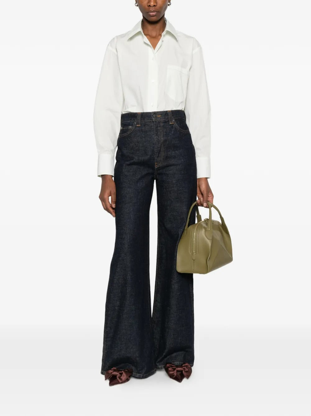 Victoria Beckham Women Vb Embroidery Cropped Shirt VICTORIA BECKHAM