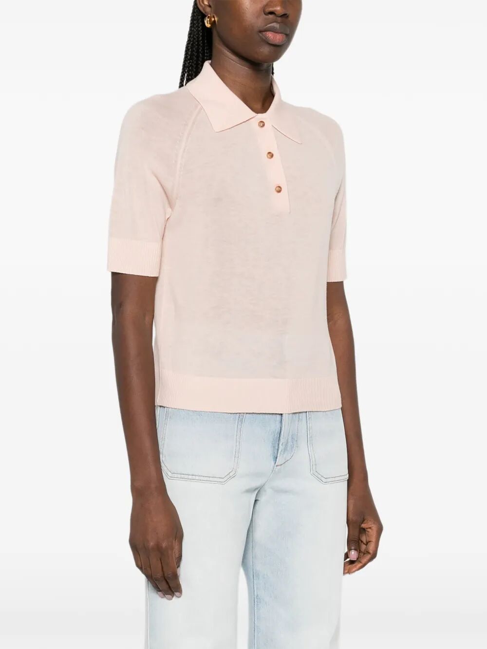 Victoria Beckham Women Lightweight Fine Guage Knitted Polo Top VICTORIA BECKHAM
