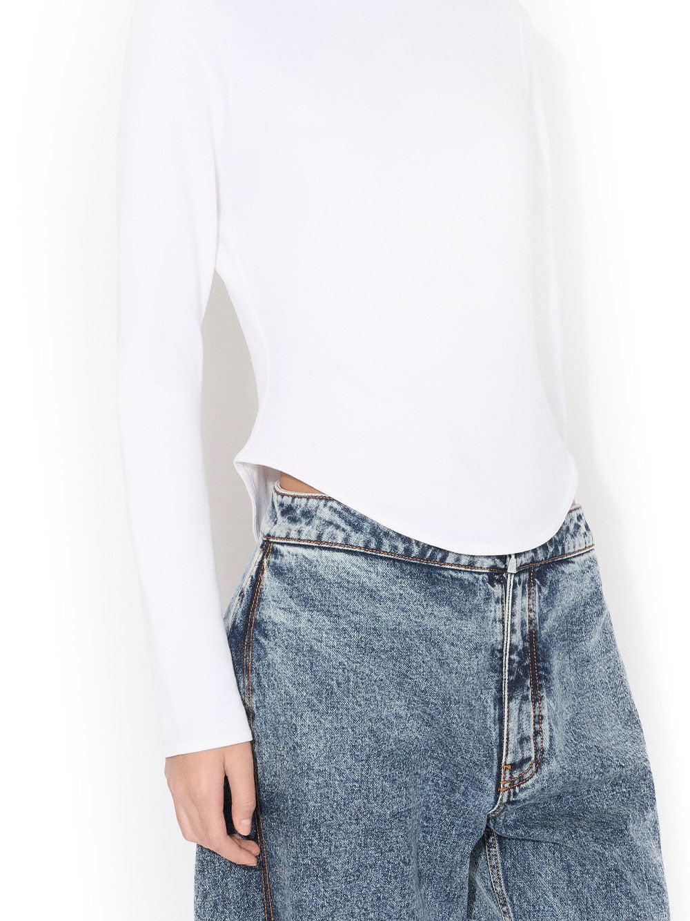 Alaia Women Petal Denim Pants With Side Slit ALAIA