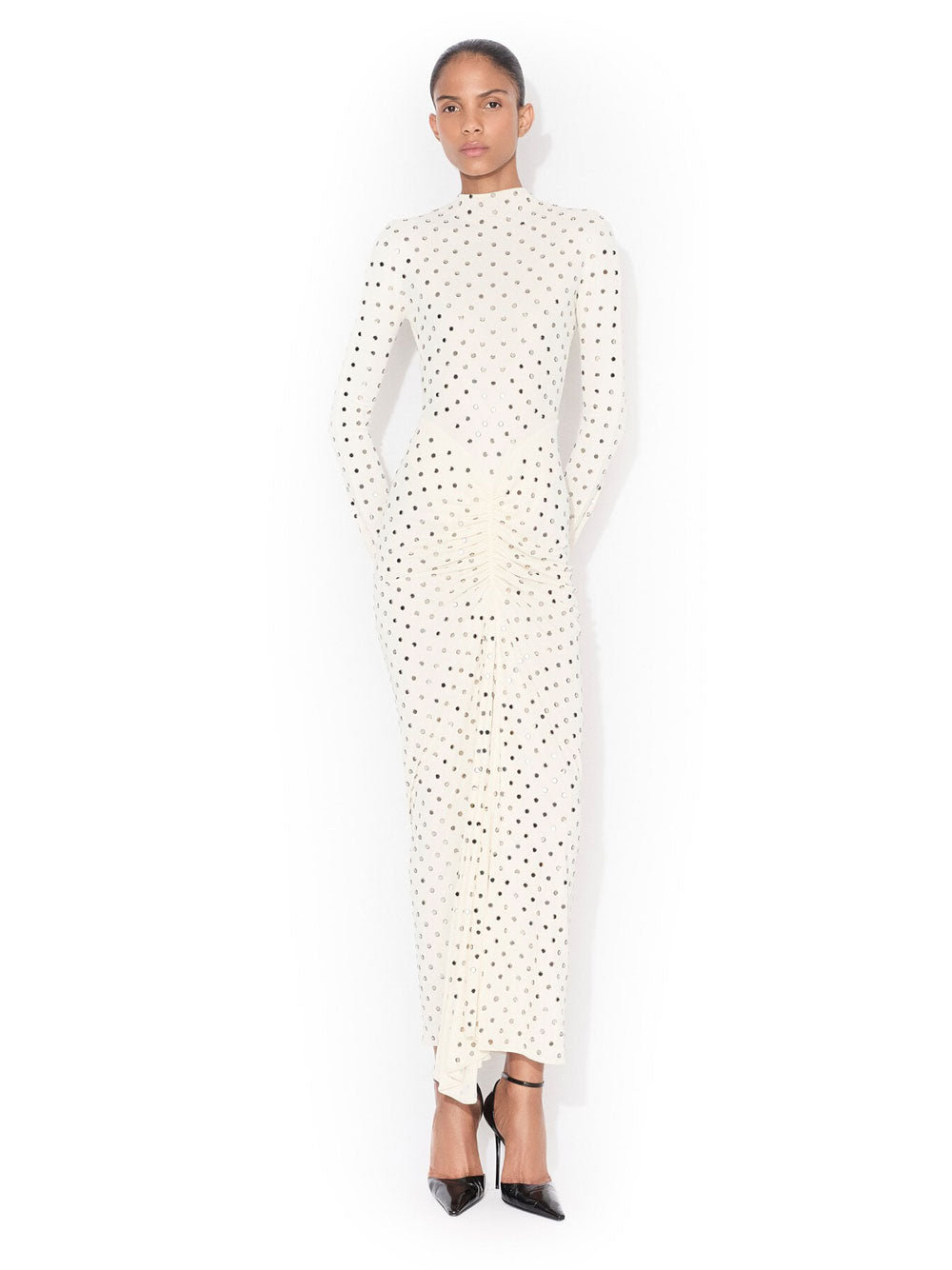 Alaia Women Draped Fluid Strass Jersey Dress ALAIA