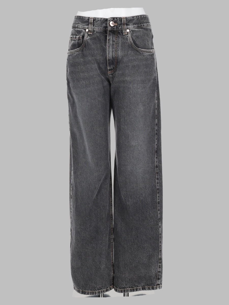 Brunello Cucinelli Women Pantalone "Contemporary Loose" In Denim Authentic Con Monile BRUNELLO CUCINELLI