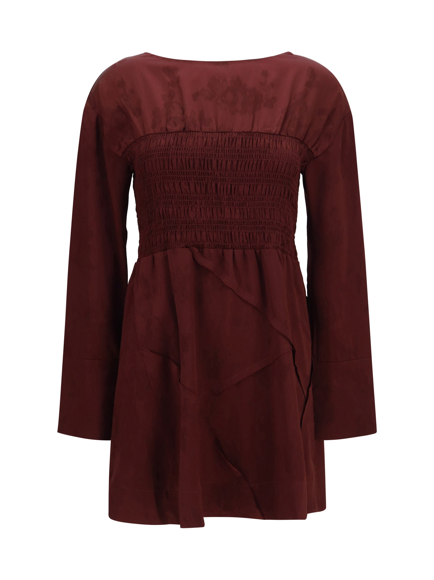 Ganni Women Long-Sleeve Satin Mini Dress GANNI