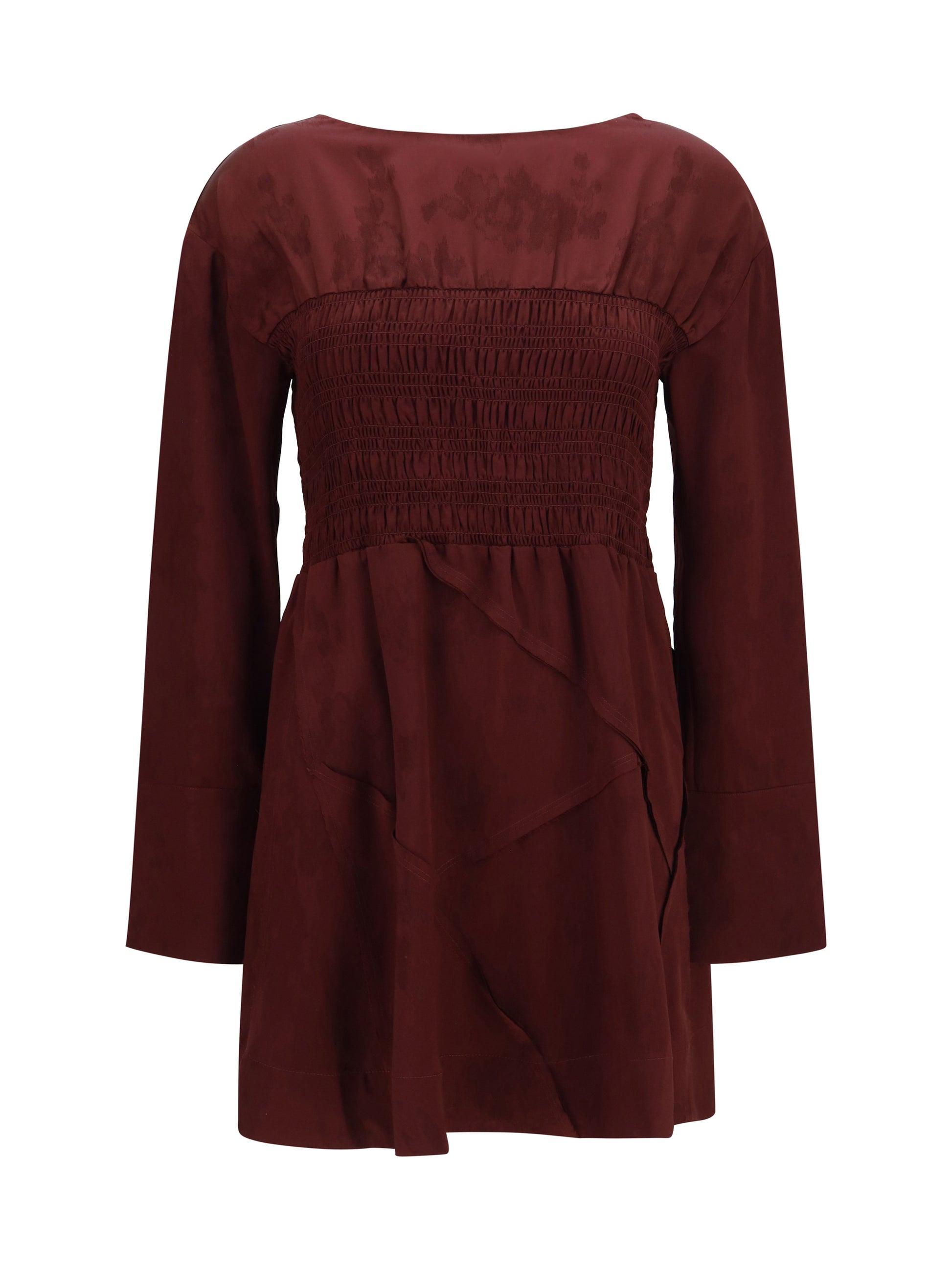 Ganni Women Long-Sleeve Satin Mini Dress GANNI