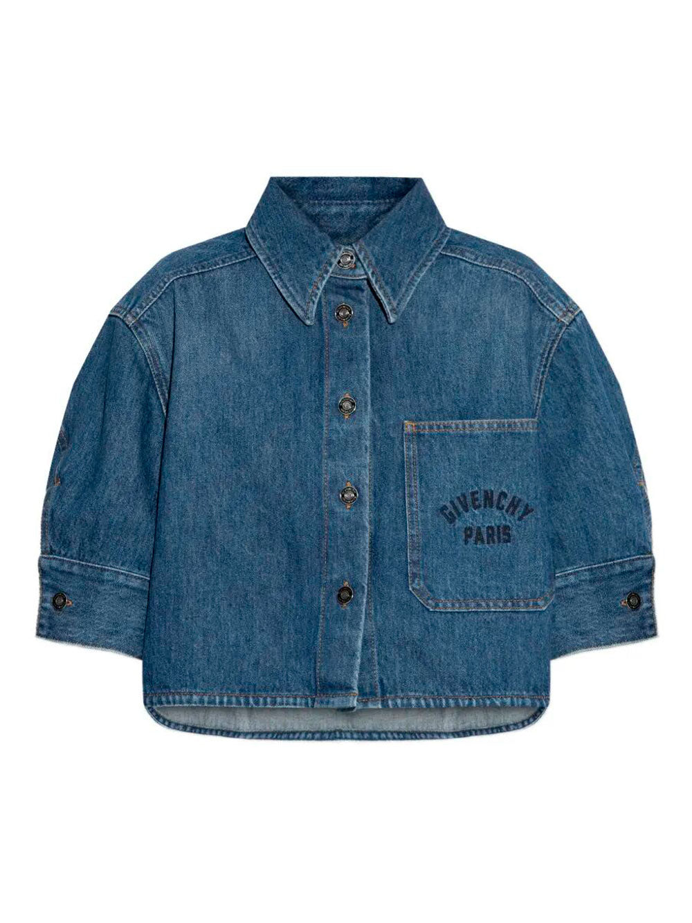 Givenchy Women Cropped Cocoon Shirt In Medium Denim GIVENCHY