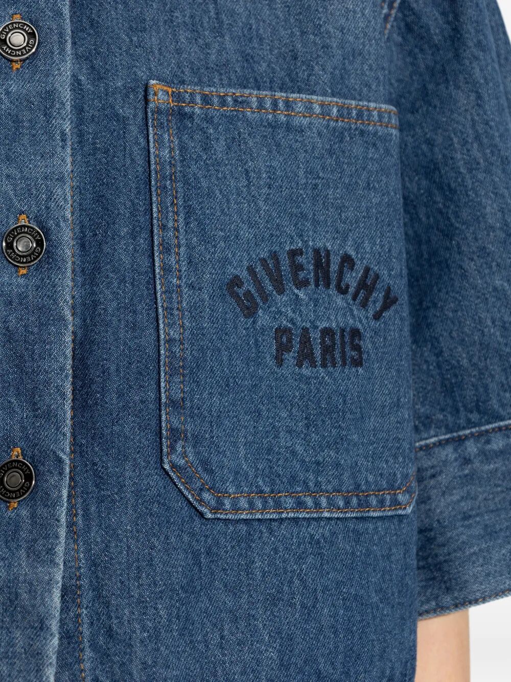 Givenchy Women Cropped Cocoon Shirt In Medium Denim GIVENCHY