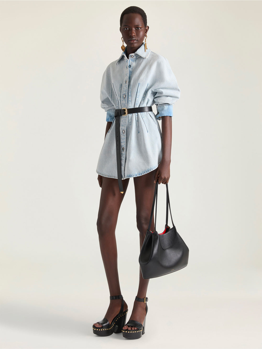 Givenchy Women Cinched Waist Denim Cocoon Dress GIVENCHY