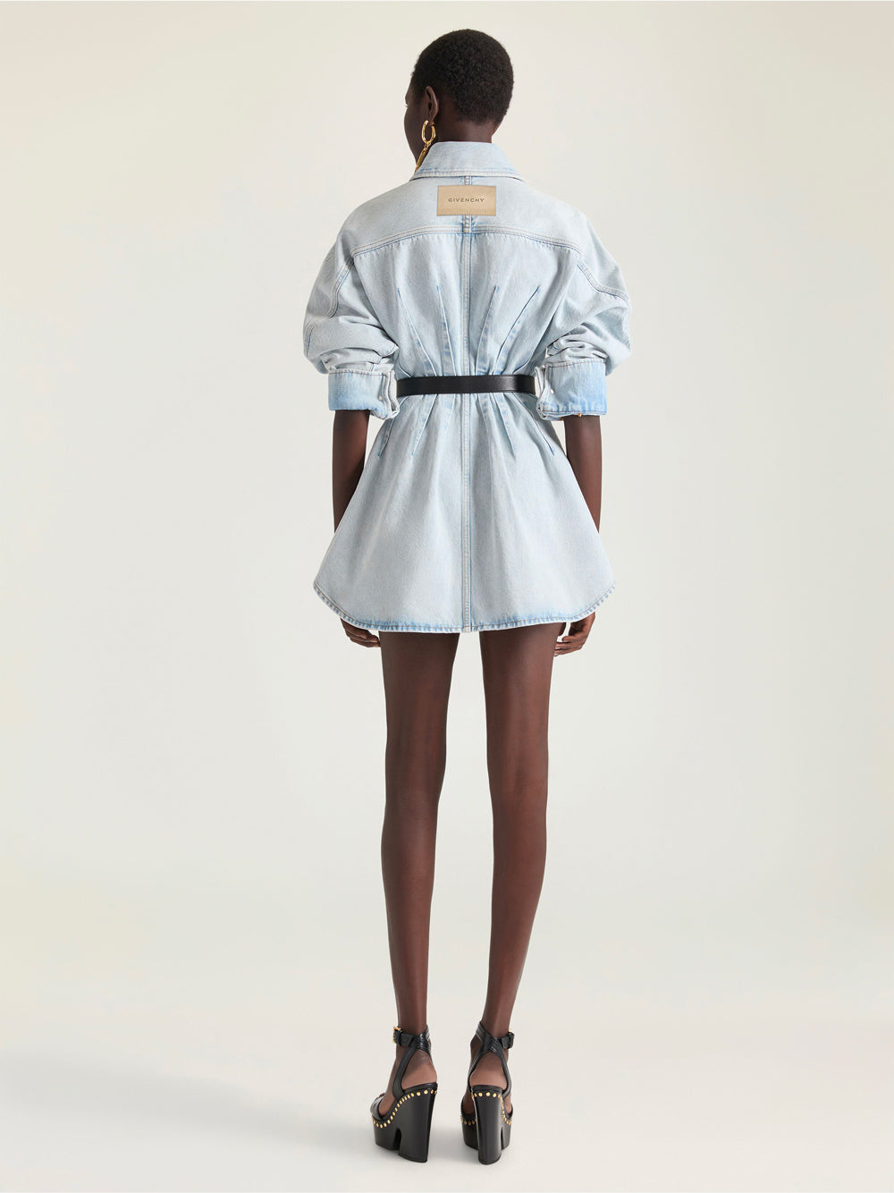 Givenchy Women Cinched Waist Denim Cocoon Dress GIVENCHY