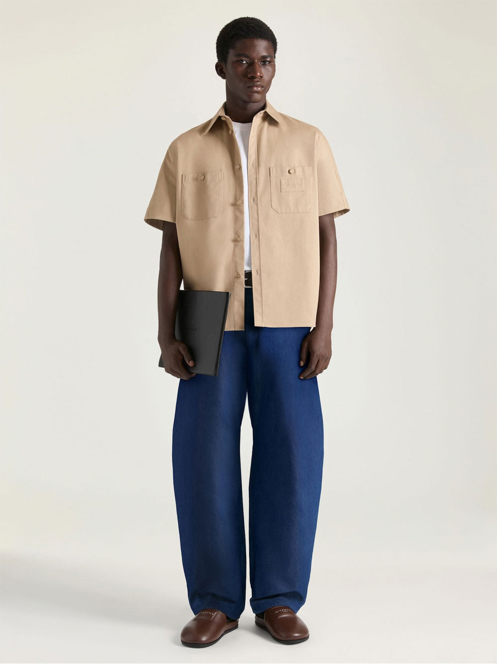 Givenchy Men Couture Seam Cotton Shirt With Givenchy Paris Patch GIVENCHY