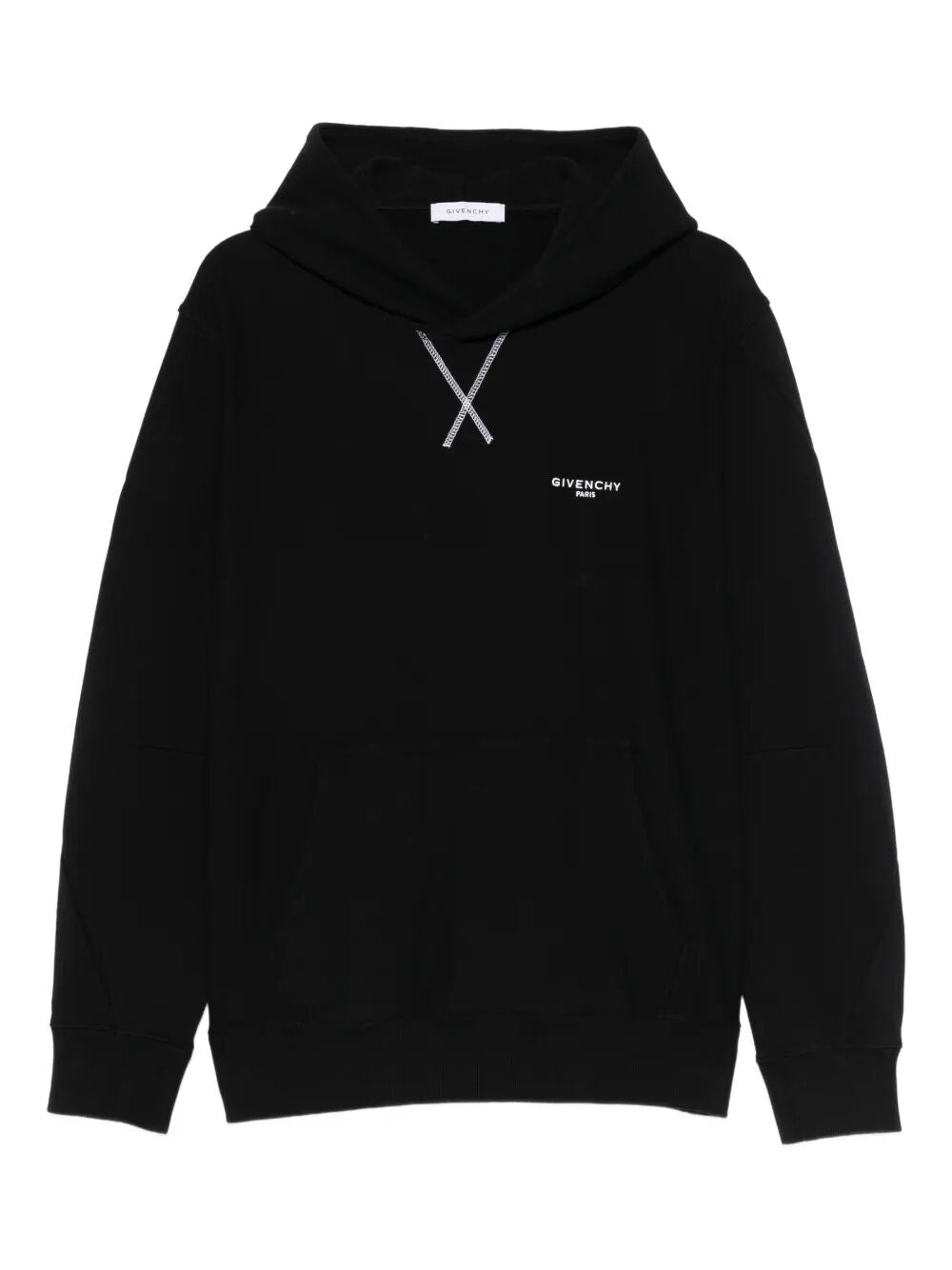 Givenchy Men Couture Seam Fleece Hoodie With Givenchy Paris Embroidery GIVENCHY
