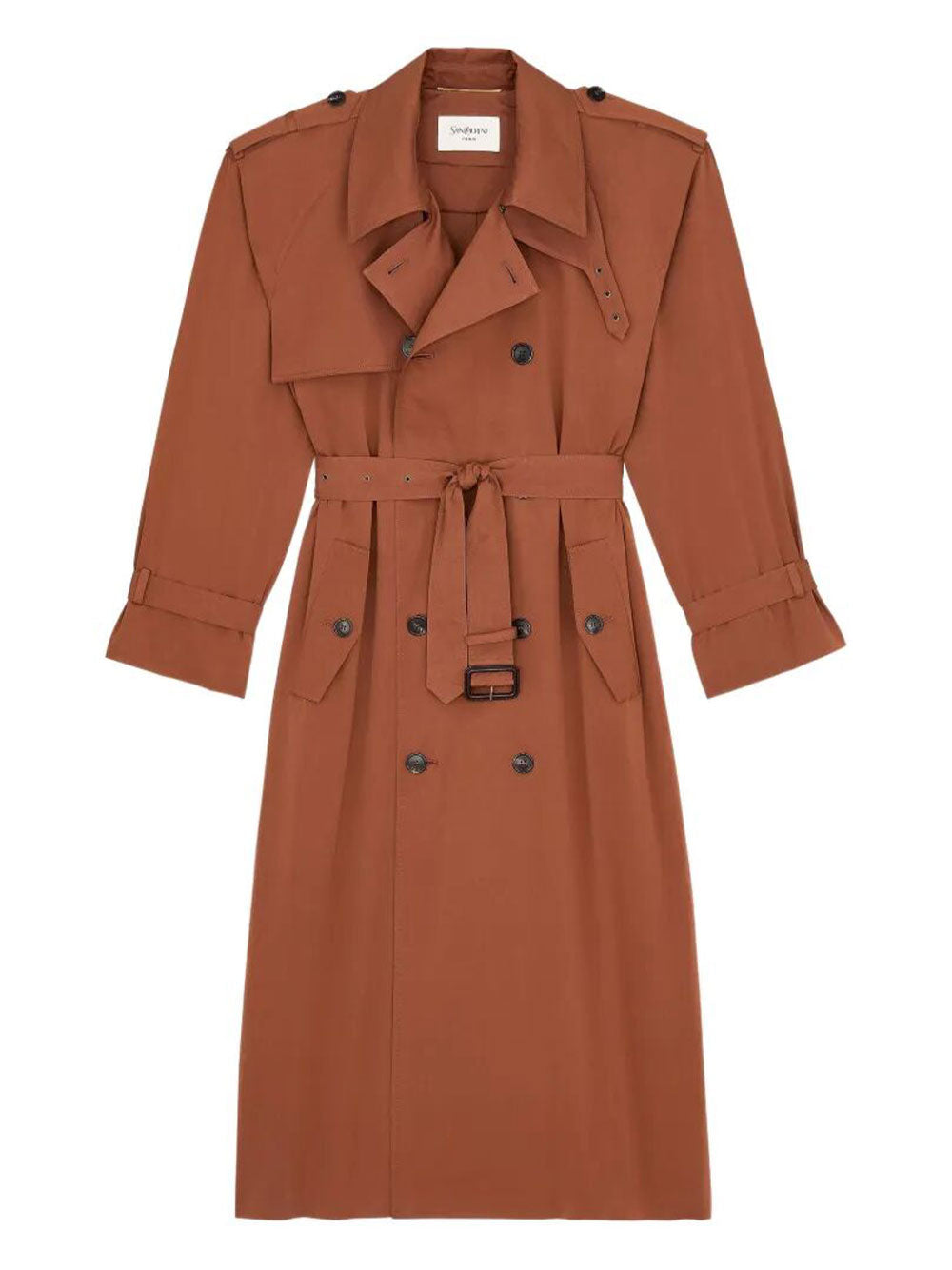 Saint Laurent Women Water-Repellent Cotton And Silk Double-Breasted Trench Coat SAINT LAURENT