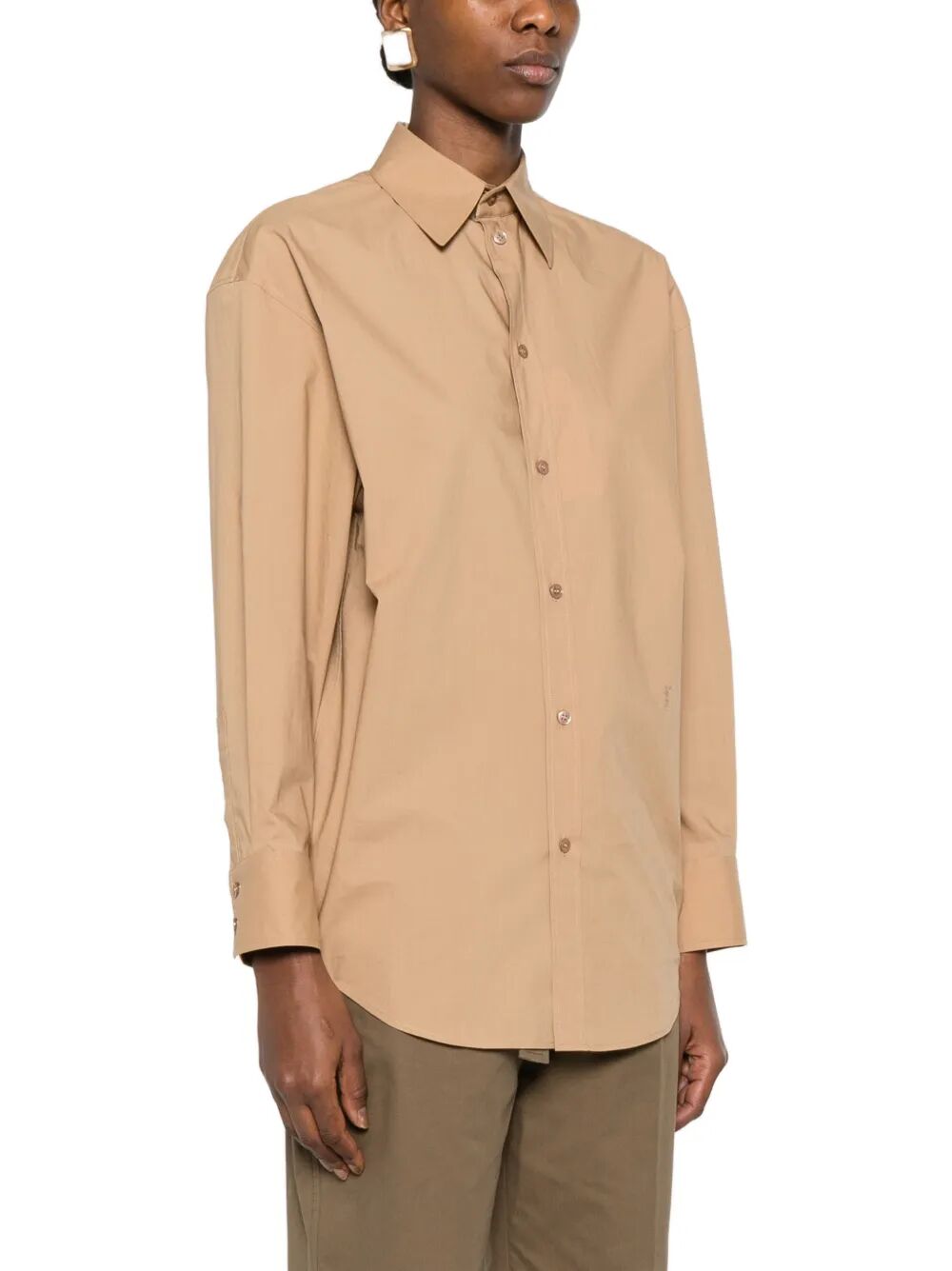 Saint Laurent Women Cotton Poplin Shirt With Cassandre Embroidery SAINT LAURENT