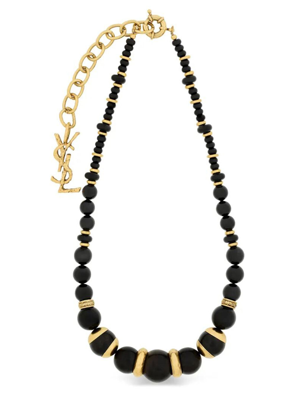 Saint Laurent Women Loulou Bead Necklace In Wood, Resin, And Metal SAINT LAURENT
