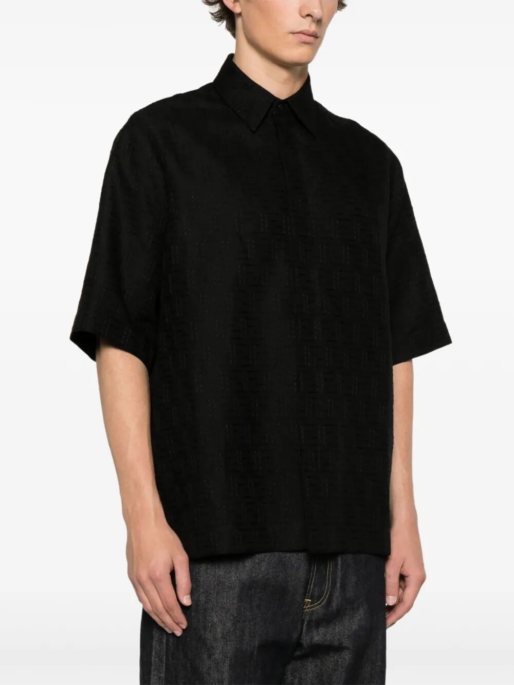 Fendi Men Linen Ff Jacquard Oversize Shirt FENDI