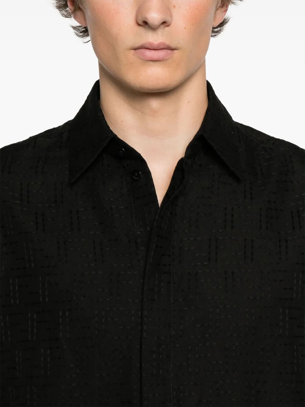 Fendi Men Linen Ff Jacquard Oversize Shirt FENDI